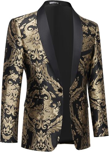 Men’s Suit Jacket Jacquard Slim Fit Shawl Lapel Tuxedo Wedding Party Prom Suit Coat in Saudi Arabia