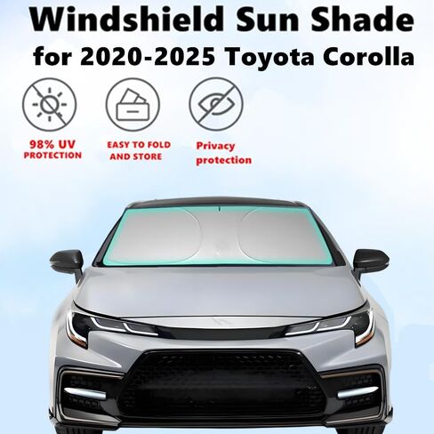 تظليل الشمس الزجاجية للزجاج الأمامي لعام 2020-2024 2025 تويوتا كورولا (وليس ل Corolla Cross) قابلة للطي السيارة الأمامية الإكسسوارات Sunshade 240 T Sun Visor Cover عاكس الكتلة الأشعة فوق البنفسجية وشرقة الشمس in Kuwait