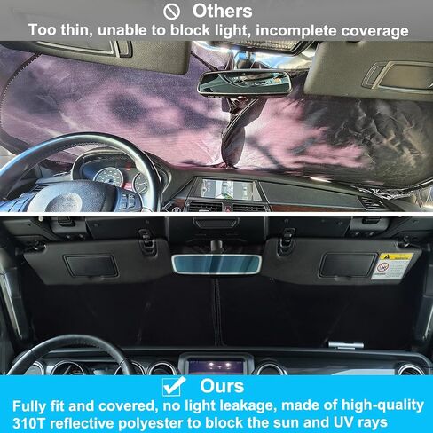 Premium Windshield Sun Shade for 2018-2025 Jeep Wrangler JL JLU & 2020-2025 Jeep Gladiator, Reflective 310T Material Front Window Sun Visor Blocks UV Rays Foldable Sunshade with Storage Pouch in Saudi Arabia