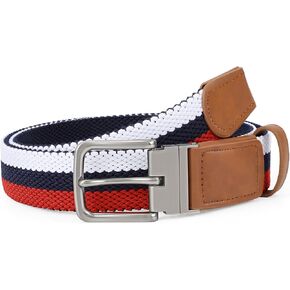 SANSTHS Reversible Braided Belt for Men and Women, Elastic Stretch Woven Golf Belts for Men, Casual Jeans Sports Work 1 3/8"