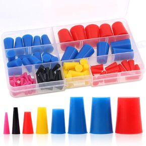 Glarks 100pcs مجموعة مجموعة متنوعة مدببة من المطاط السيليكون لإخفاء الثقوب أثناء طلاء المسحوق ، والرسم ، والغمس المائي ، والوسائط (100 ٪)