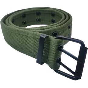 Double Grommets Mens Belt,Canvas Belt Men and Women with Double Prong Thick Metal Buckle,120cm/47.24inch