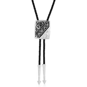 Montana Silversmiths Four Winds Southwestern Geometric Pattern Bolo Tie Leather Cord