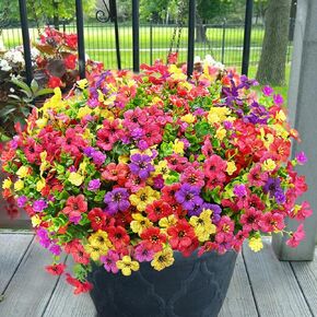 Yastouay Artificial Flowers for Outdoors, 14 Bundles Artificial Flowers for Decoration UV Resistant, Realistic Artificial Plants & Flowers Fake Flowers for Front Porch Window Box Outdoor Spring Decor