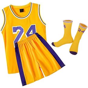 Youth #24 Basketball Jerseys Basketball Sports Training Uniform Basketball Jersey Set Gift for Kids Girls Boys Fans