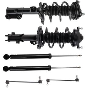 TRQ Front and Rear Suspension Kit Complete Strut & Coil Spring Assembly Shock Absorber Sway Bar Stabilizer Link Compatible with 2017-2019 Hyundai Elantra
