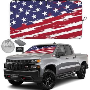 Autoamerics 1-Piece Windshield Sun Shade B&W American Flag USA Patriotic Design - Foldable Car Fits Easily to SUV & Truck Vehicles UV Ray Blocker Keeps Your Vehicle Cool Large in Kuwait