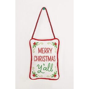 Peking Handicraft 31jes1125c7 Merry Christmas Y'all Velvet Door Hanger ، طول 7 بوصة ، القطن والمخمل
