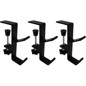 3PCS Desk Side Portable Hooks Adjustable Hooks Space Aluminum Classroom Desk Schoolbag Hooks for Hanging Heavy Duty Wreath Hangers Christmas Stockings Black