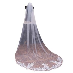Bridal Veils Lace Flower Wedding Veil,1 Tier Pearl Bride Veil With Metal Comb (ivory)