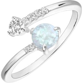 PAVOI 14K Gold Plated Adjustable Created Opal Rings - Stacking Rings for Women