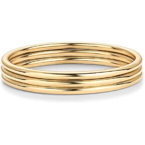 PAVOI 14K Gold Plated Stackable Ring Pack for Women | Waterproof Stainless Steel Dainty Layering Thin Rings Set
