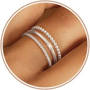 Gold Silver Rings for Women Non Tarnish Stackable 1.3mm Thin Gold Ring 14K Gold Plated Dainty Ring Set Trendy Thumb Pinky Ring Wedding Bands Promise Engagement Gold Jewelry Gifts Size 6-11