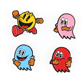 Pac-Man 4-Piece Enamel Pin Set Exclusive | Badge Accessories For Lanyard, Backpack, Clothes