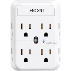 شريط طاقة LENCENT ذو شوكتين، محول مخرج 3 إلى 2 شوكة، قابس مستقطب، 3 جوانب 8 منافذ موسع متباعدة على نطاق واسع، صنبور مقسم مدمج لقابس الحائط للمنافذ غير المؤرضة في مسكن فندق Old House