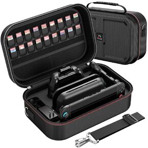 HEYSTOP Switch 2 Carry Case Compatible with Nintendo Switch 2,with 18 Games Cartridges Waterproof and Dustproof Travel Case for Switch 2 and Switch 2 Accessories，with Handles and Shoulder Straps