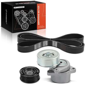 A-Premium Engine Serpentine Belt Drive Kit with Tensioner & Idler Pulley Compatible with Nissan Rogue 2008-2013, Rogue Select 2014-2015 - DOHC L4 2.5L