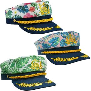 3Pcs Embroidered Captain Hats Adult Yacht Sailor Hats Nautical Party Dress Up Hat for Men Women Navy Costume Accessory