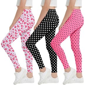 EXARUS Girls Leggings Skinny/Flare Yoga Pants Lightweight Flat/Crossover Waist Multipack Dance High Waisted Soft 6-14Y
