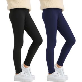 2PCS Girls Fleece Lined Leggings Kids Girls Thermal Leggings Warm Winter Athletic Compression Yoga Pants Fleece Tights