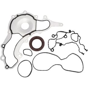 Engine Timing Cover Gasket Set TCS46162 for Jeep Wrangler 2012-2016 3.6L 3.2L Long-lasting Sealing Chain Case Cover Gasket Rubber,Metal 1 Set