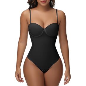 SHAPSHE Strapless Shapewear Corset Bodysuit Tops for Women Tummy Control V Neck Thong Body Shaper Going Out Outfits