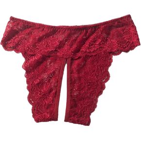 Plus Size Open Crotch Panties For Sex Lace Transparent Underwear Women Sexy Lingerie Stretch Thongs