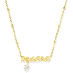 Kendra Scott Mama Crystal Short Pendant Necklace, White Cubic Zirconia, Fashion Jewelry for Women