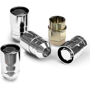M12x1.5 Acorn Cone Seat Wheel Lock Set, Chrome Lug Nuts, 13/16 Key Hex - 4 PCS Locks and 1 Key