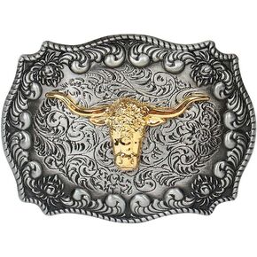 HUABOLA CALYN Long Horn Bull Western Belt Buckle