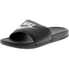 Nike Men's Benassi JDI Slides Athletic Sandal, Black/White, 10