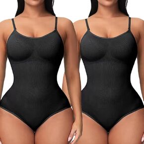 2 حزمة bodysuit للنساء - سلس السيطرة على البطن النحت نحت ثونغ بلا أكمام in Kuwait