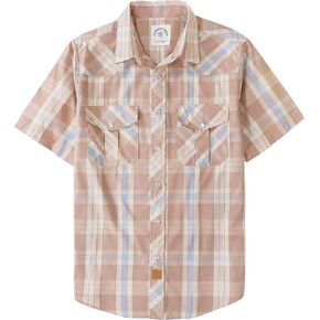 Dubinik® Western Shirts for Men Short Sleeve Plaid Pearl Snap Shirts for Men Button Up Shirt Cowboy Casual Work Shirt