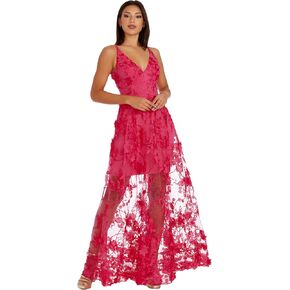 Dress the Population Women's Embellished Plunging Gown Sleeveless Floral Long Dress in Kuwait