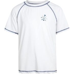 Boys Swim Shirt - Quick Dry Sun Protection Short Sleeve Rash Guard for Boys Surf Youth Kids Swimwear (Sizes: 5-18)