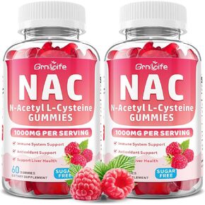 NAC Gummies for Kids & Adults, 1000mg N Acetyl Cysteine Supplement NAC Chewable for Antioxidants & Immune Support, Liver Health, Raspberry Flavor, 60 Count
