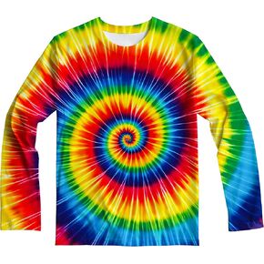Kids Tie Dye Sun Protection Shirt UPF 50+ Long Sleeve Rash Guard Swim Shirts for Boys Girls