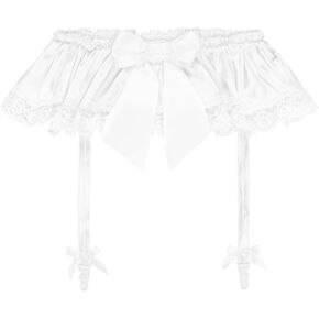 Satini Frilly Lace Sissy Silky Satin Garter Suspender Belt Lingerie Knickers