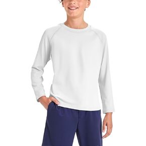 BRISIRA Boys Swim Shirt Kids Rash Guard Long Sleeve Cooling UPF 50+ Sun Protection Quick Dry Fishing Beach Surf 6-14Y