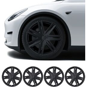 تغطية العجلات 19 بوصة توافق مع غطاء عجلة Tesla Model ، مناسبة لعام 2017-2024 Tesla Model Y Hubcaps ، أغطية تصميم التماثل