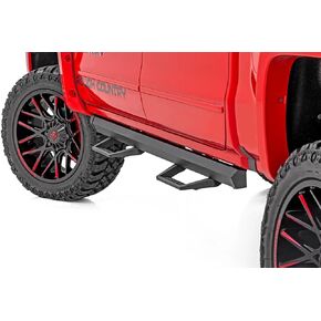 Rough Country SRL2 Aluminum Side Steps for Chevy Silverado & GMC Sierra 1500/2500HD/3500HD (2007-2018) Crew Cab - Modular Running Boards with Adjustable Step Placement