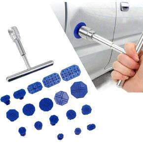 19 PCS Car Dent Puller Kit, Car Body Dent Removal Pulling Tabs with Pro Slide Hammer, Paintless Repair Remove Tools Set, Universal for Most Cars Trucks SUV (Multicolor)