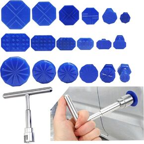 19 PCS Dent Puller Kit for Car, Universal Body Dent Removal Kit with T Slide Hammer and 18 Repair Suction Cups, Portable Automotive Damage Repair Auxiliary Tool for Car, Glass, Screen