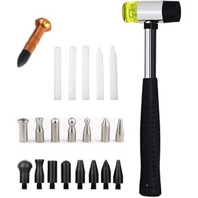 LadyRosian Car Body Dent Repair Tools Dent Repair Hammer with Knock Down Head Tap 22PCS Rubber Hammer Paintless Dent Removal Kit