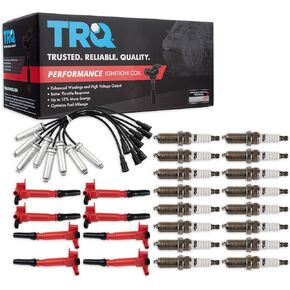 TRQ Ignition Kit Ignition Coil Spark Plugs Wire Set Compatible with 2017 Ford F-250 Super Duty F-350 Super Duty