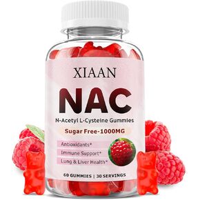 NAC Gummies for Kids & Adults, N Acetyl Cysteine 1000mg NAC Supplement for Antioxidants & Immune Support, Lung & Liver Health, Raspberry Flavor 120 Count