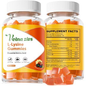 L-Lysine Gummies 1000mg ، مكملات L-lysine المضغ للبالغين الباردة الباردة*، ملحق L-Lysine Immune*للنساء اللواتي يعانين من فيتامين B6 و C و Skin and Lips Health*و Vegan و Non GMO و 60 تهم