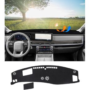 Dash Cover for Hyundai Santa Fe 2024 2025 Accessories Black Flannel Dashboard Cover Mat Car Dashboard UV Sun Protection