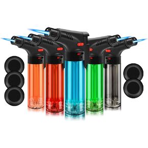 5 Pack of Torch Lighter, Powerful Windproof Jet Flame, Butane Gas Refill, with Safety Lock, Mini Blow Torch Lighters for Candle, Firework (NO Gas) in Kuwait
