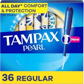 سداداتين Tampax Pearl ، مع جديلة تسرب ، امتصاص منتظم ، غير معقود ، 36 عدد